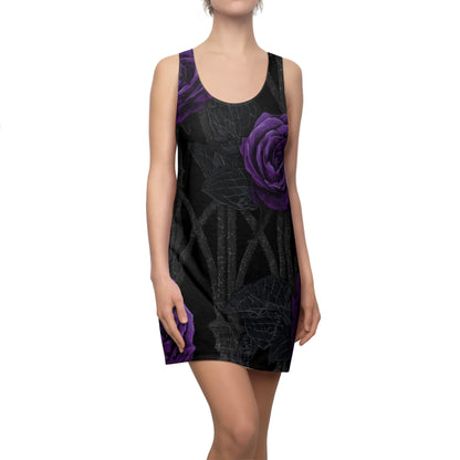 Purple Rose Gothic Racerback Dress — Women's Floral AOP Dress