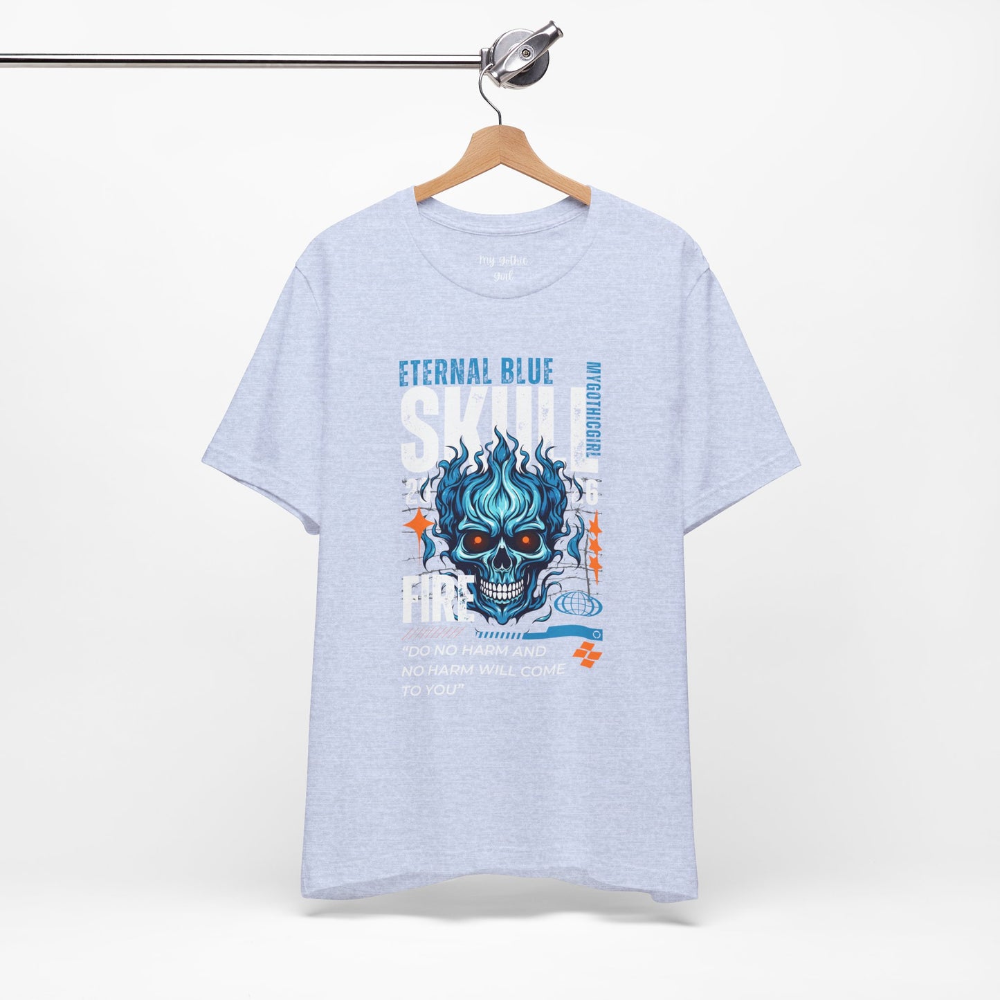 Eternal Blue Skull Flame Gothic Tee