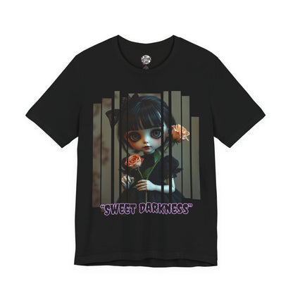 “Sweet Darkness” — Kawaii-style Gothic doll Graphic T-Shirt – Alt Aesthetic Poetic Goth Street-wear