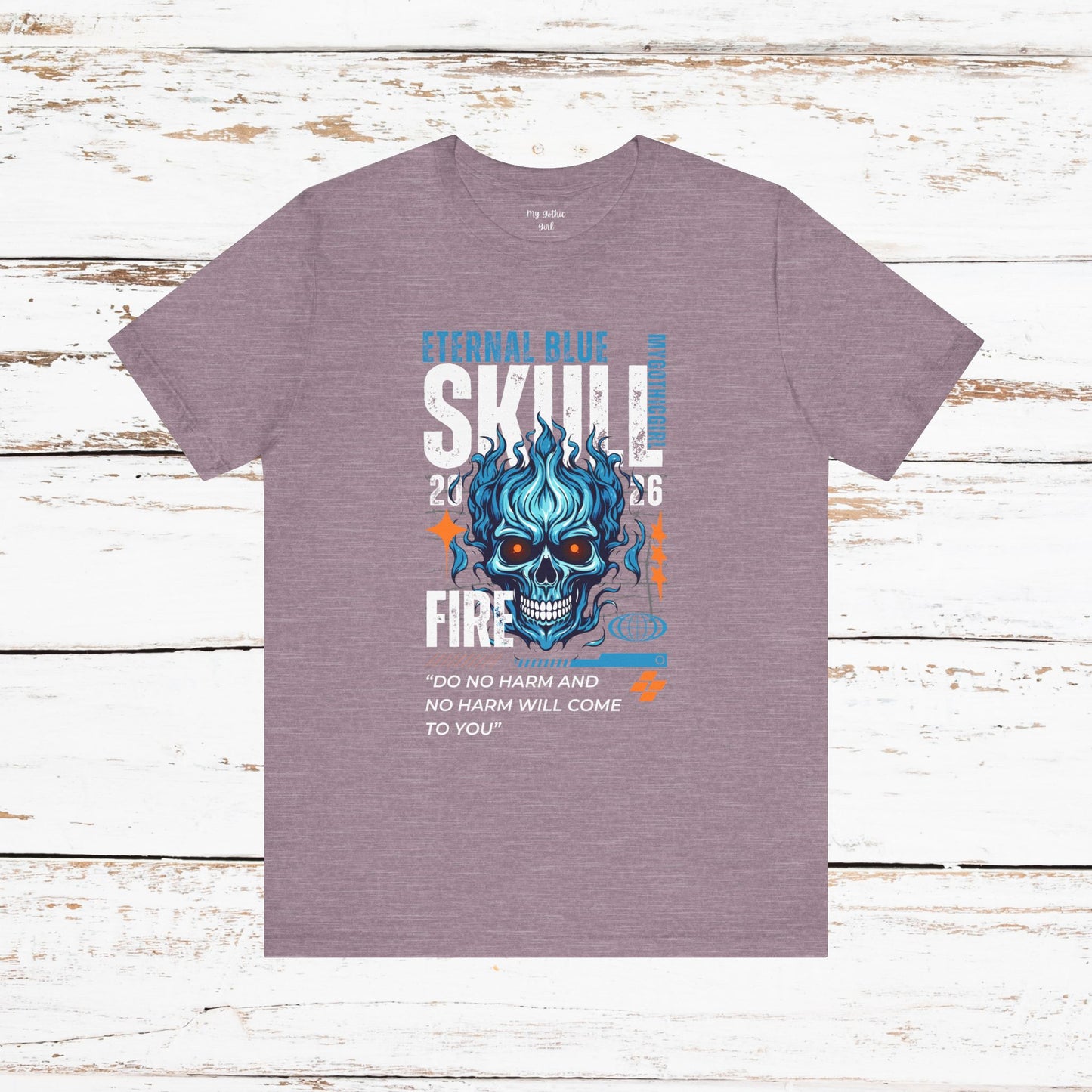 Eternal Blue Skull Flame Gothic Tee