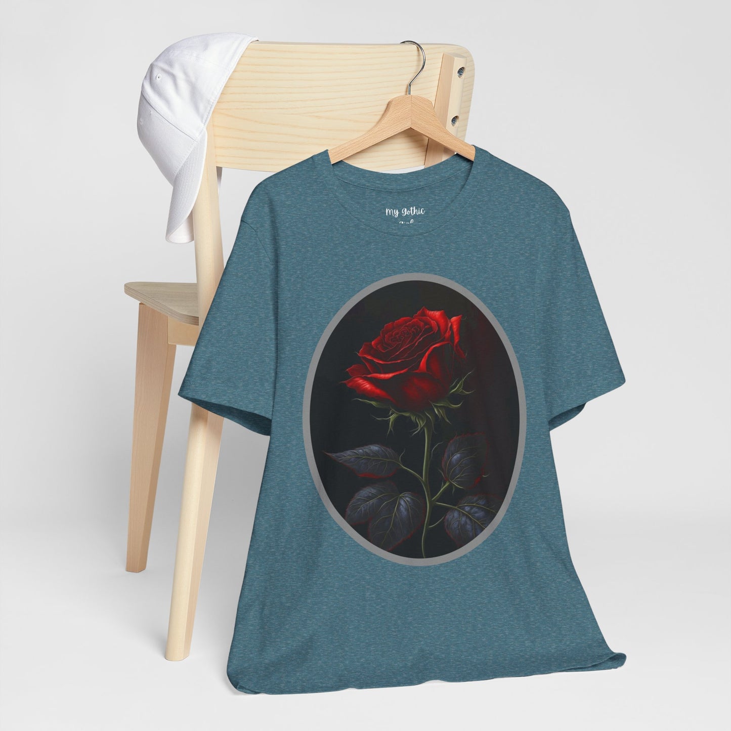 My Gothic Girl T-Shirts for Women & Men "Linda's Red Rose" Dark Aesthetic & Alternative Tees – My Gothic Girl
