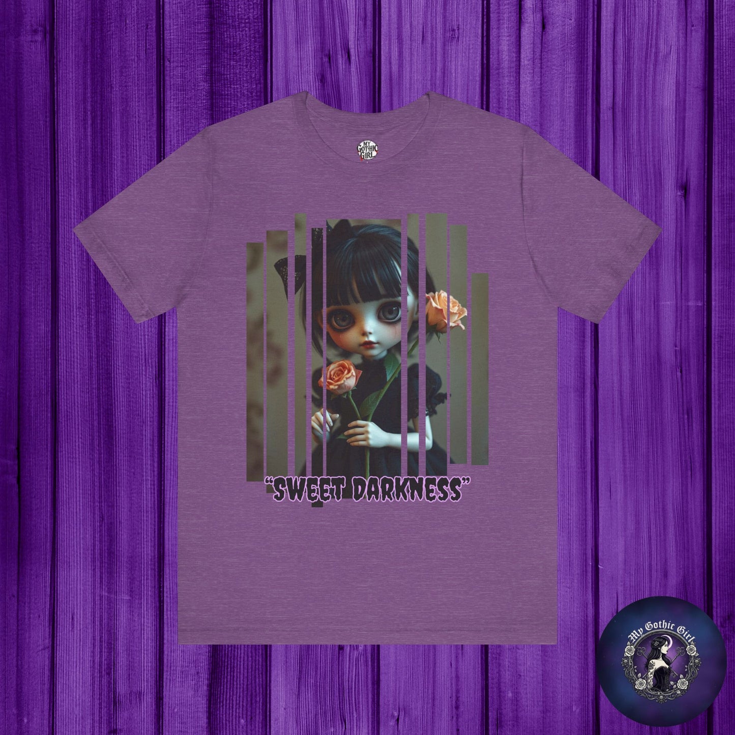 “Sweet Darkness” — Kawaii-style Gothic doll Graphic T-Shirt – Alt Aesthetic Poetic Goth Street-wear