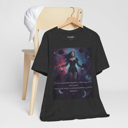 Fantasy Witch T‑Shirt — "From shadowed depths..." Mystical Gothic Tee