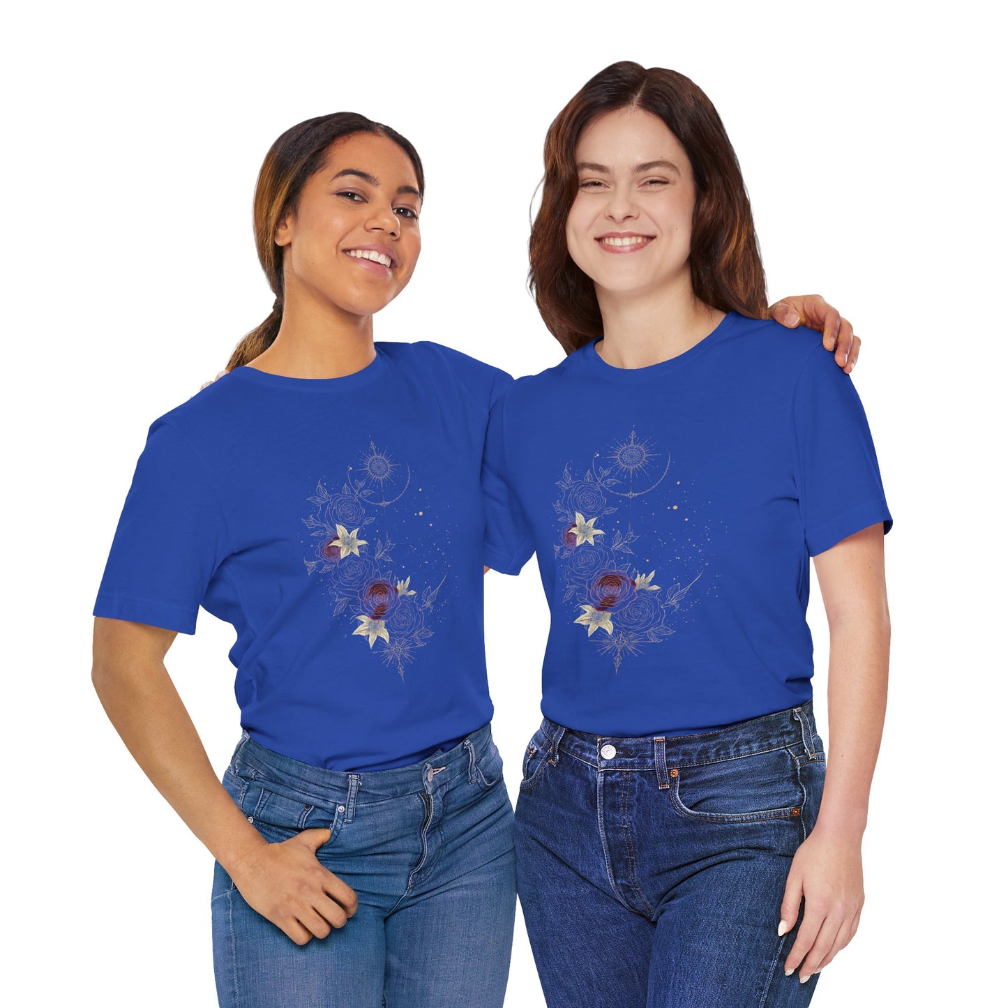 “Dark Floral Moon & Ornamental Geometry” T-Shirt Dark Floral Moon Ornamental Geometry Unisex Jersey Short Sleeve Tee