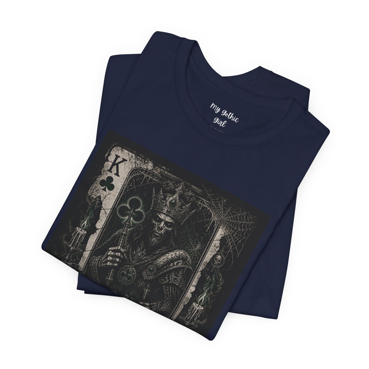 King of Clubs Gothic Playing Card Tee — Dark Skull Poker Graphic T-Shirt