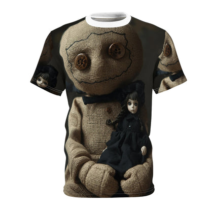 Gunny Sack Doll with Toy Gothic Doll | Horror All-Over Print T‑Shirt