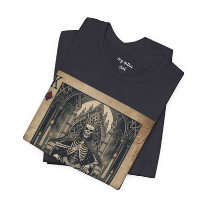 Skeleton King Playing Card Graphic Tee — Gothic Skull Throne T-Shirt
