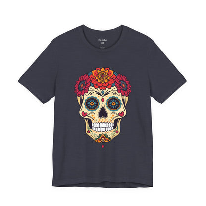 Day of the Dead Sugar Skull T‑Shirt — Floral Calavera Graphic Tee