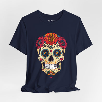 Day of the Dead Sugar Skull T‑Shirt — Floral Calavera Graphic Tee