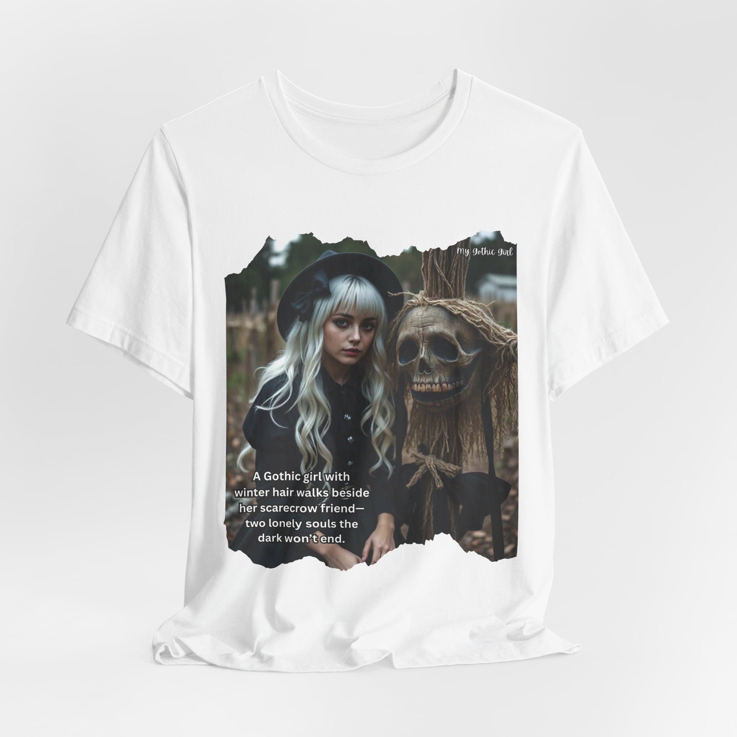 My Gothic Girl T-Shirt "Scarecrow Friend" – Whimsy Goth Streetwear, Dark Poetry Fashion, Alt Aesthetic Apparel