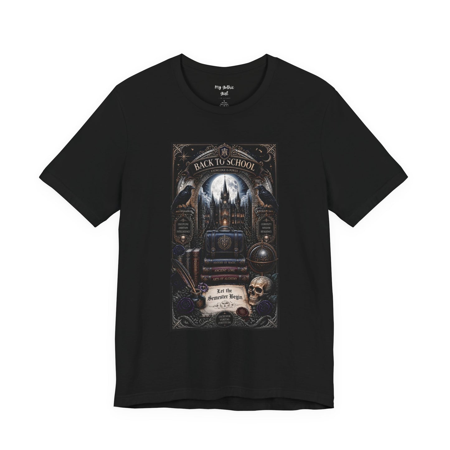 Back to School Gothic T-Shirt — Haunted Academy Illustration