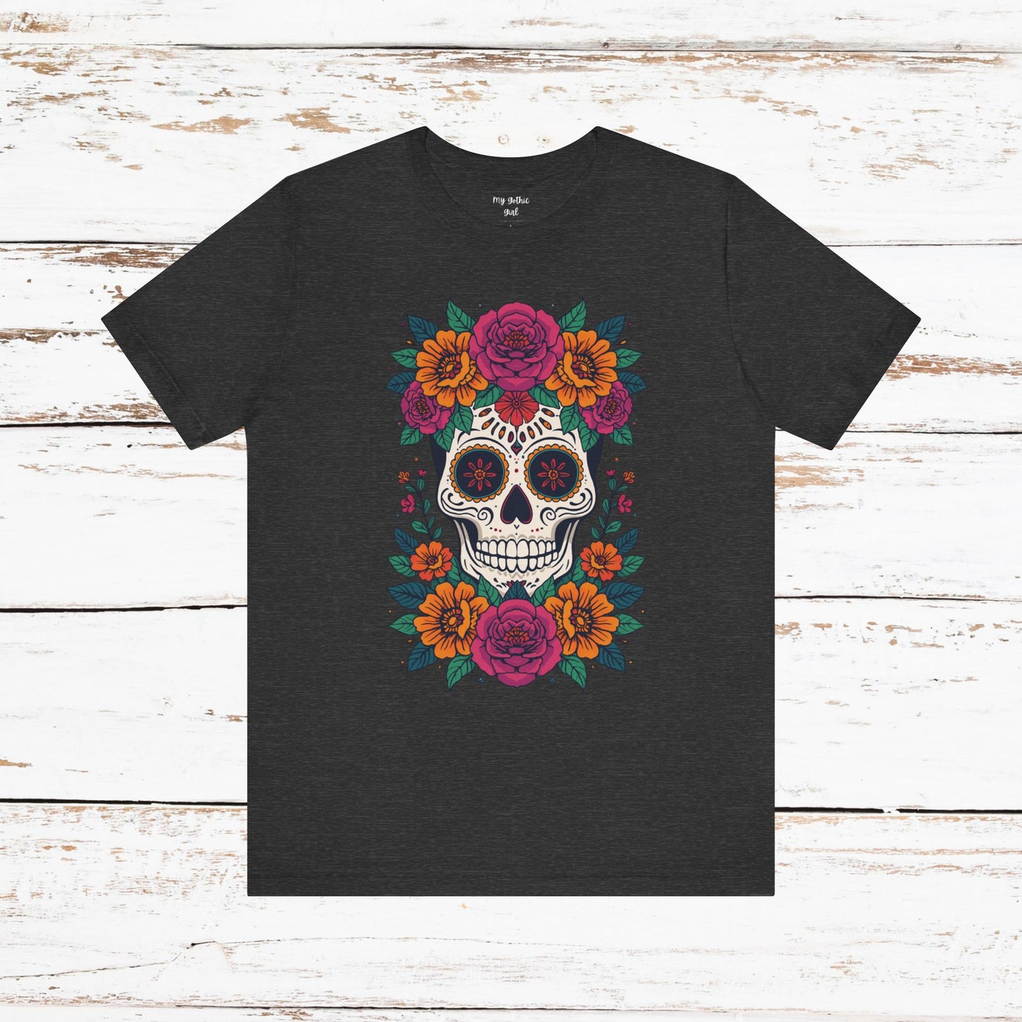Sugar Skull Floral Tee — Day of the Dead Skull T-Shirt