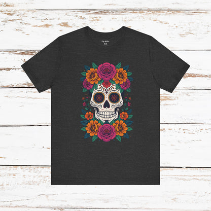 Sugar Skull Floral Tee — Day of the Dead Skull T-Shirt