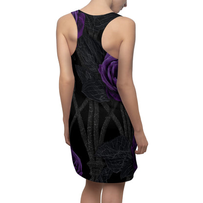 Purple Rose Gothic Racerback Dress — Women's Floral AOP Dress