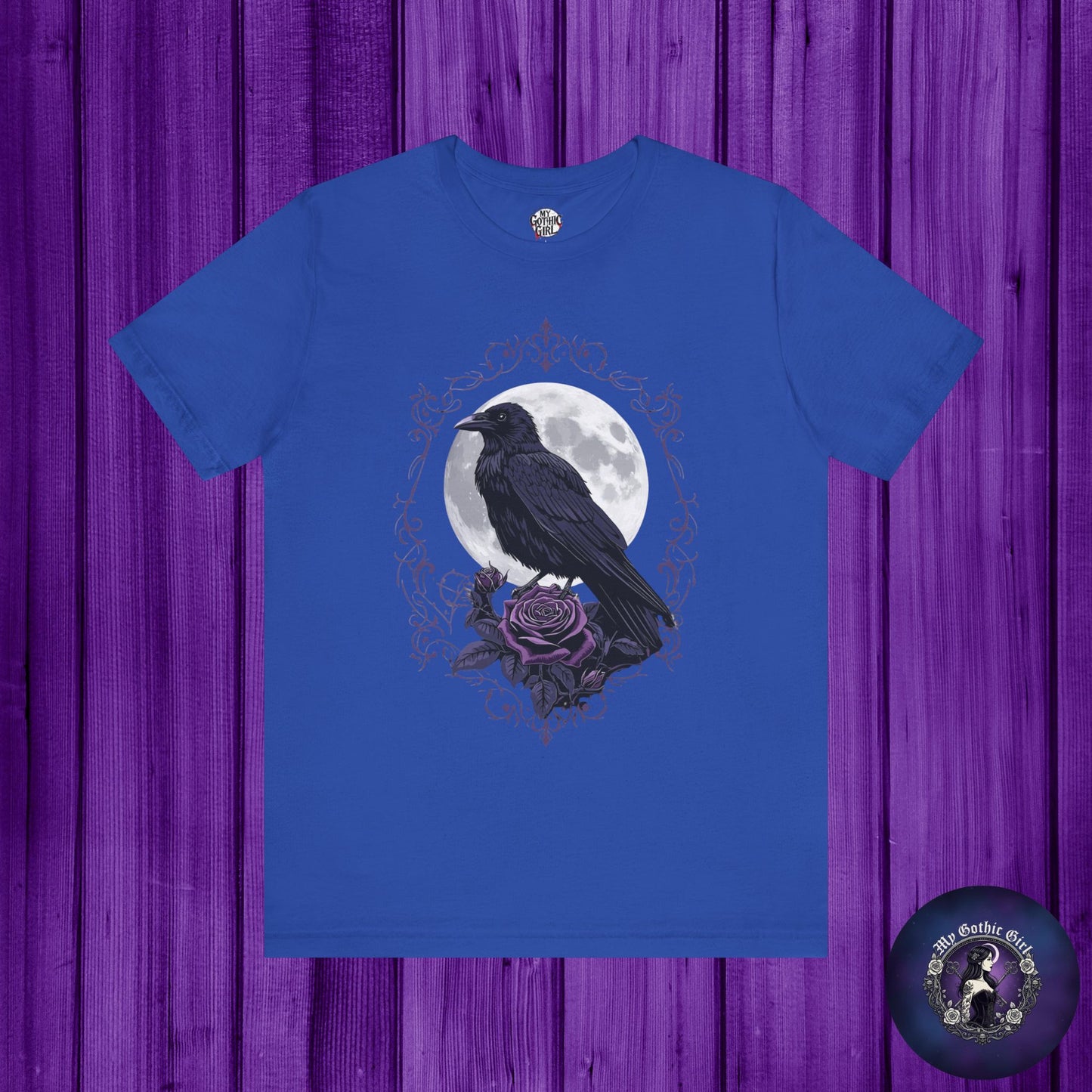 "The Raven and Moon"  Gothic Graphic T-Shirt – Alt Aesthetic Poetic Goth Street-wear