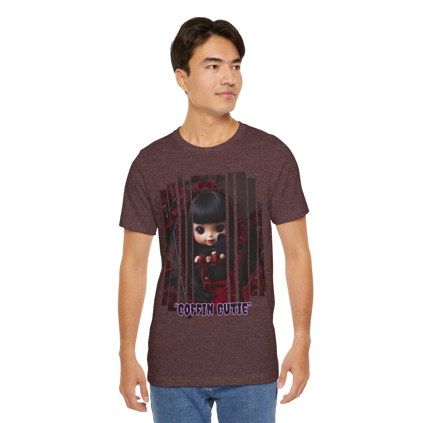 “Coffin Cutie” — cute Gothic doll peeking out from a small coffin Graphic T-Shirt – Alt Aesthetic Poetic Goth Street-wear