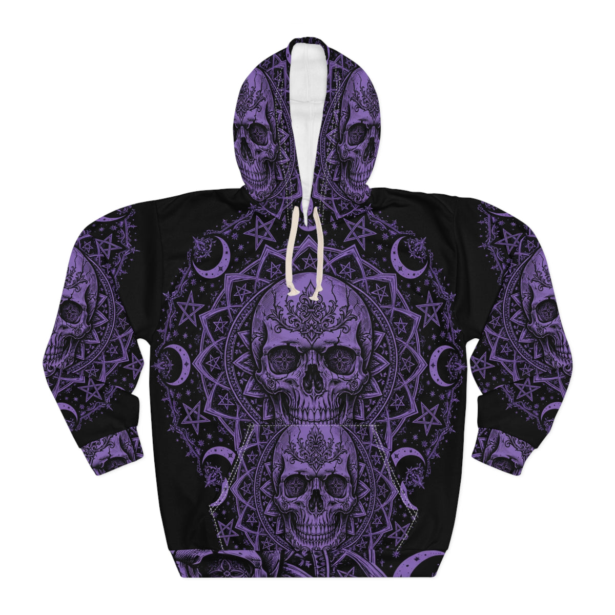 Skull Mandala Moon All-Over-Print Hoodie — 'My Gothic Girl' Gothic Hooded Sweatshirt