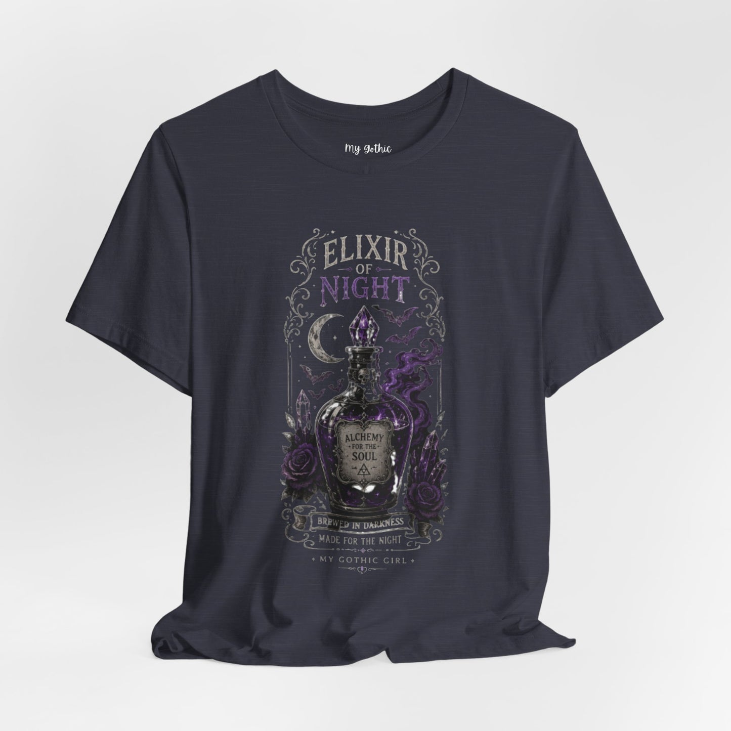 "Elixir of Night - Alchemy for the Soul" Gothic Design Short Sleeve T Shirt