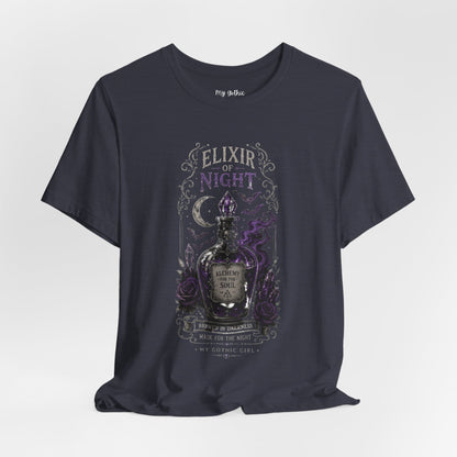 "Elixir of Night - Alchemy for the Soul" Gothic Design Short Sleeve T Shirt