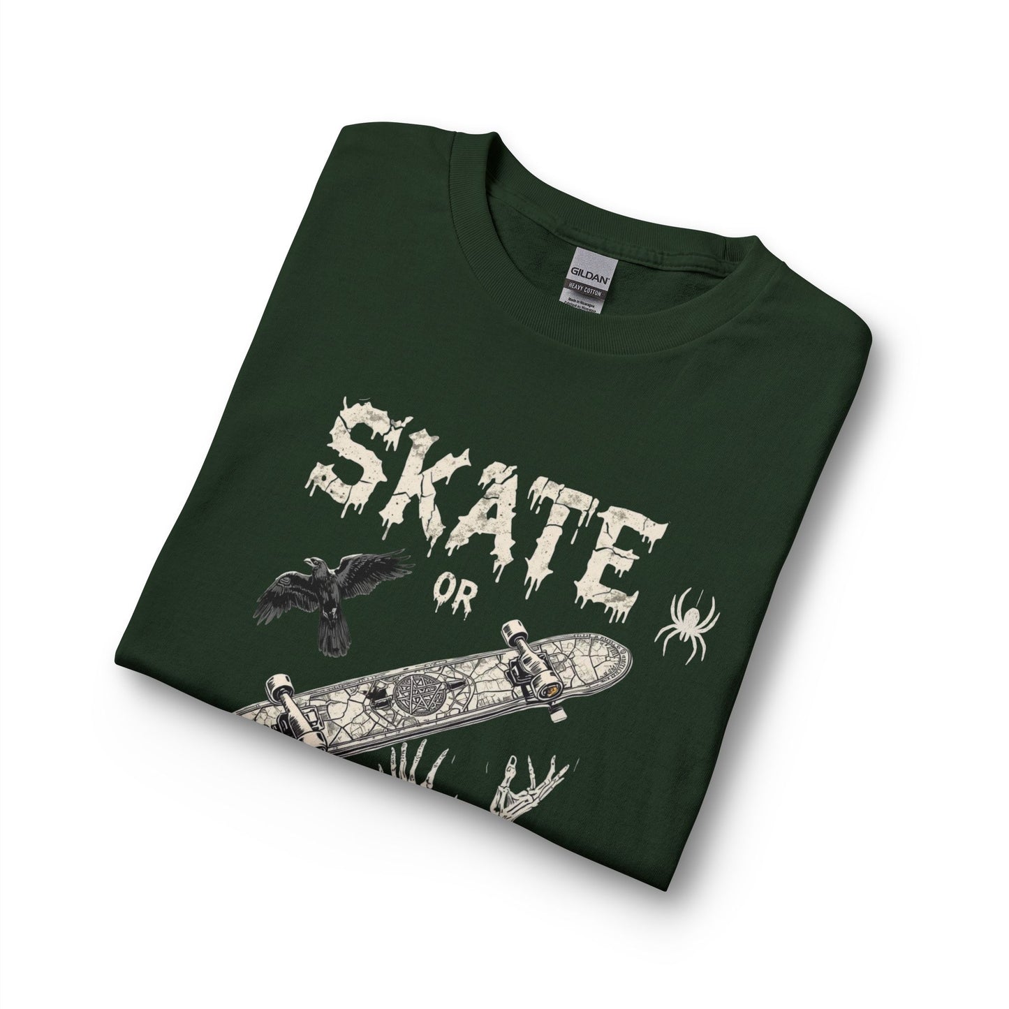 Skate or Die Long Sleeve Shirt — Gothic Skull Skateboard Tee