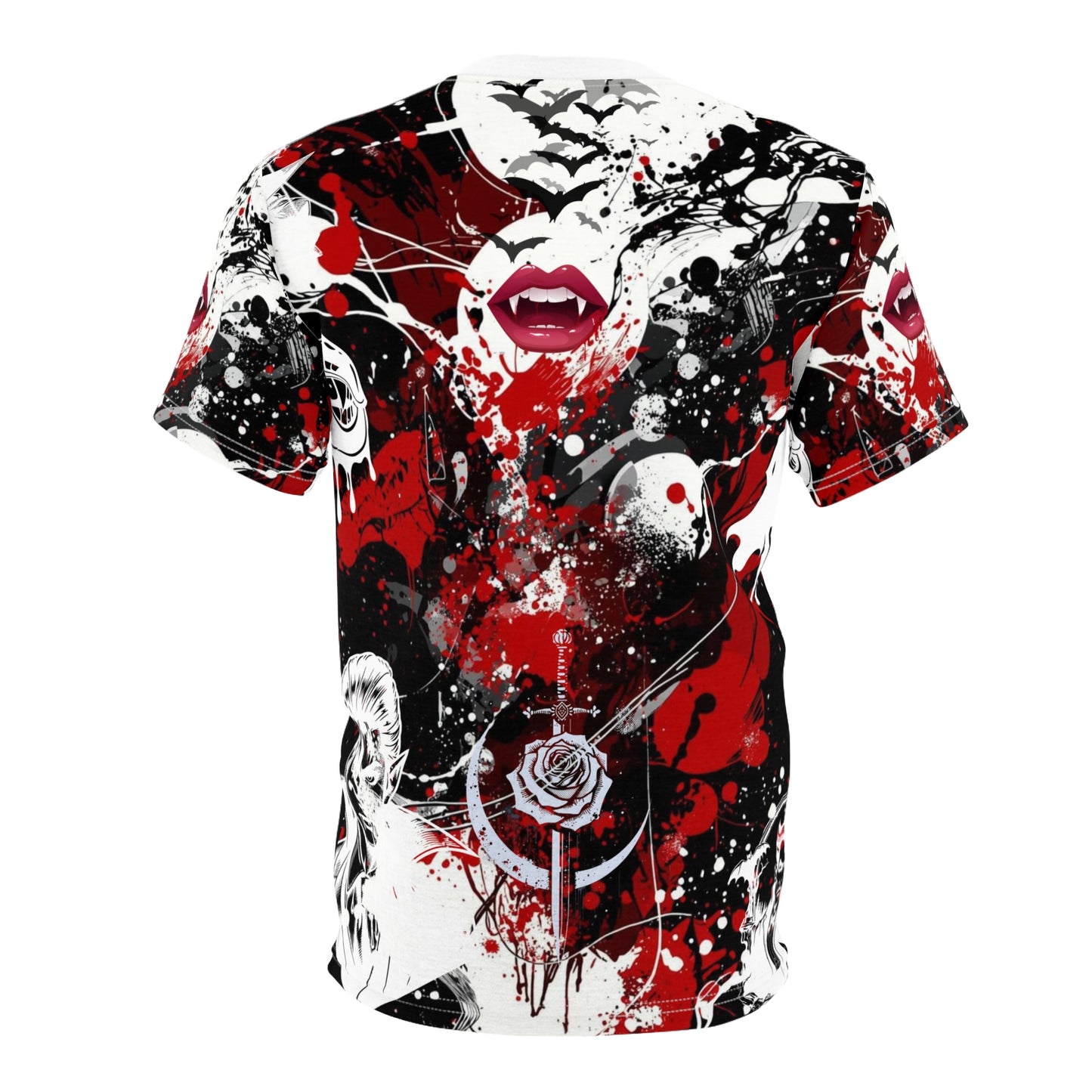Kiss of the Vampire Gothic Graphic T-Shirt – Dark Romance All Over Print Vampire Shirt | My Gothic Girl