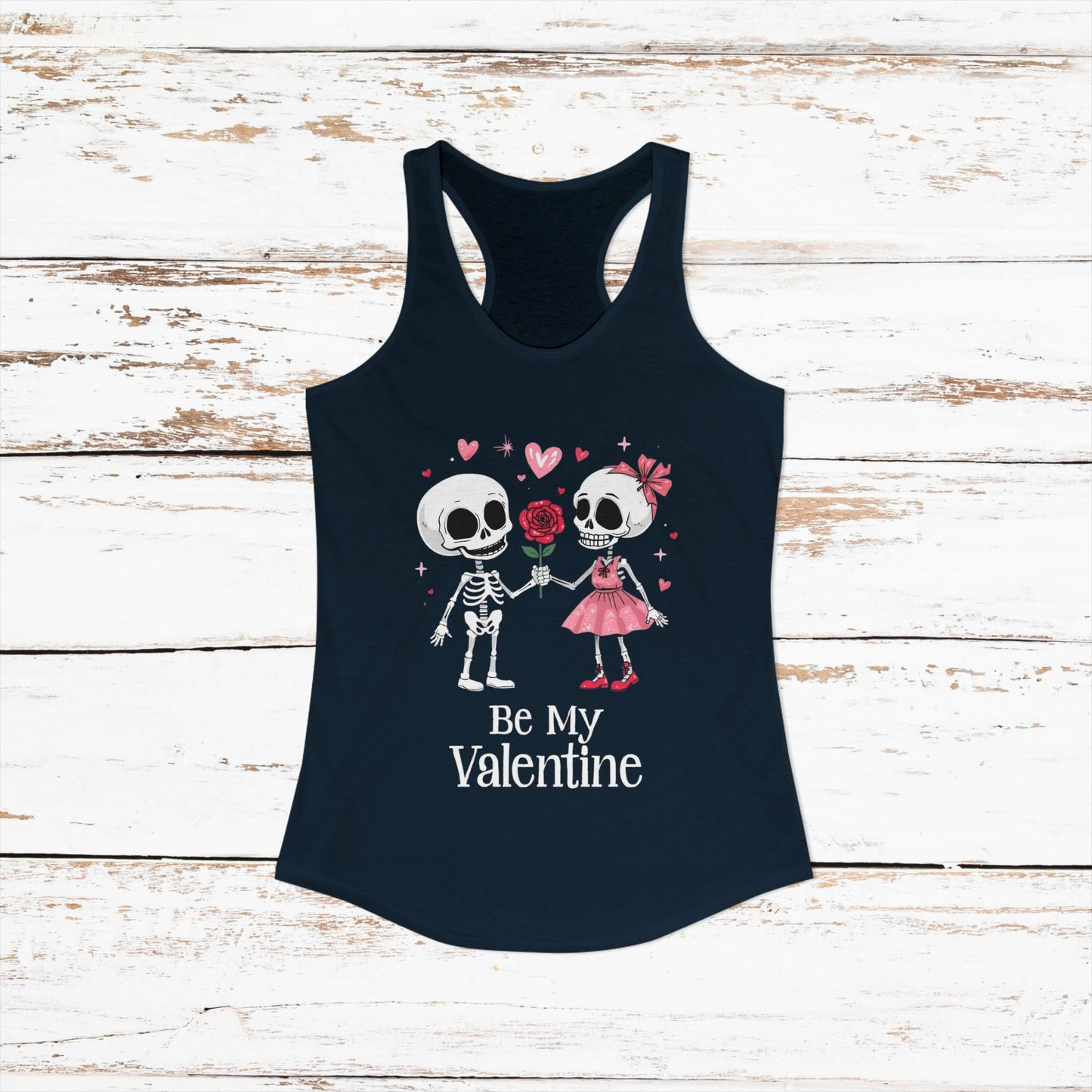 Cute Gothic Skeleton Romance Shirt — Women's Racerback Tank