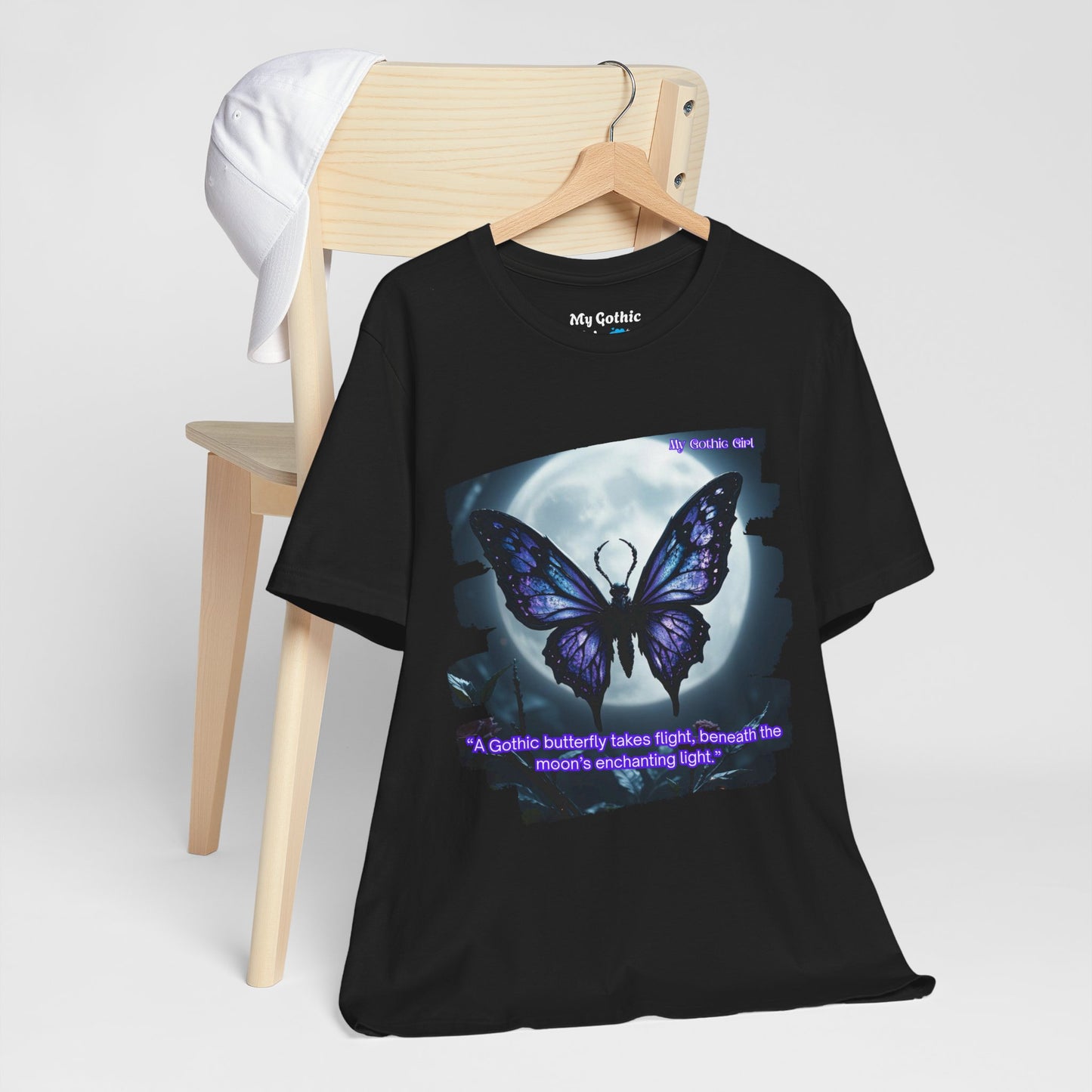 My Gothic Girl T-Shirt "Purple Gothic Butterfly" – Whimsy Goth Streetwear, Dark Poetry Fashion, Alt Aesthetic Apparel