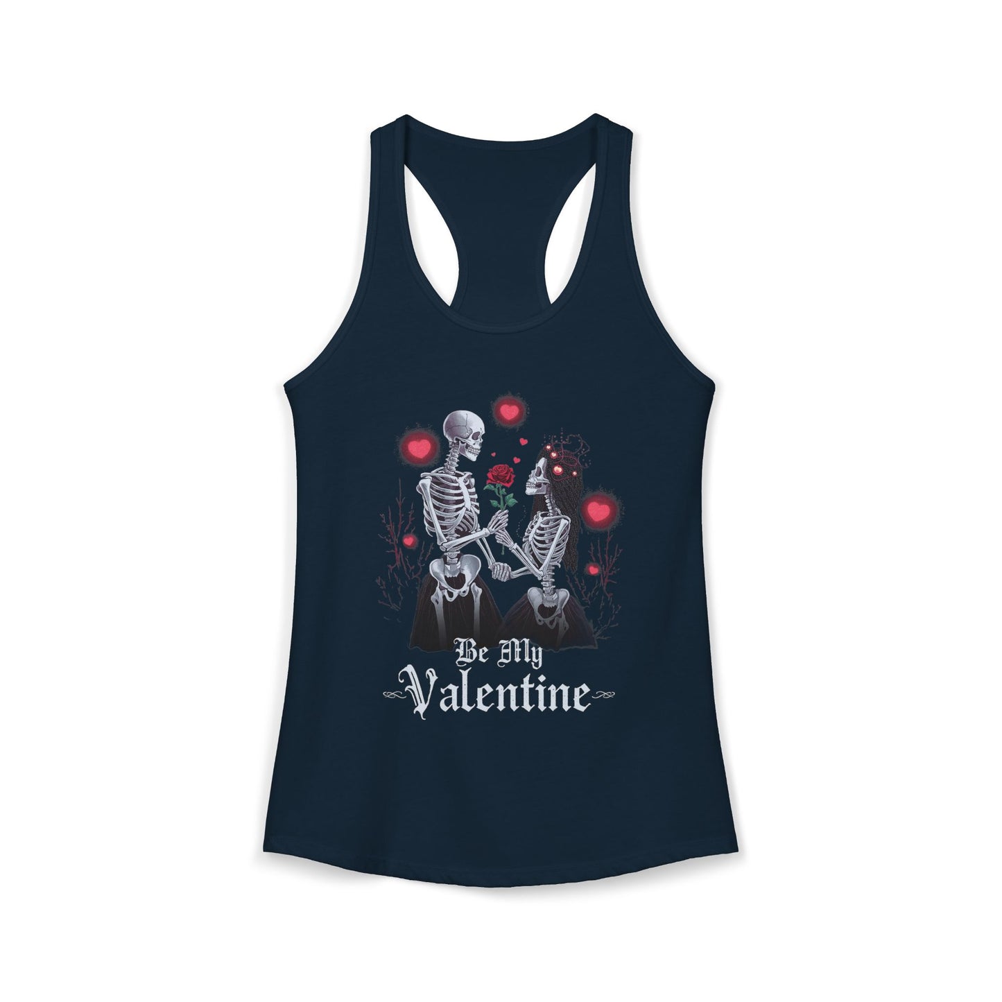 Cute Gothic Skeleton Romance Shirt — Women's Racerback Tank