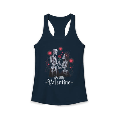 Cute Gothic Skeleton Romance Shirt — Women's Racerback Tank