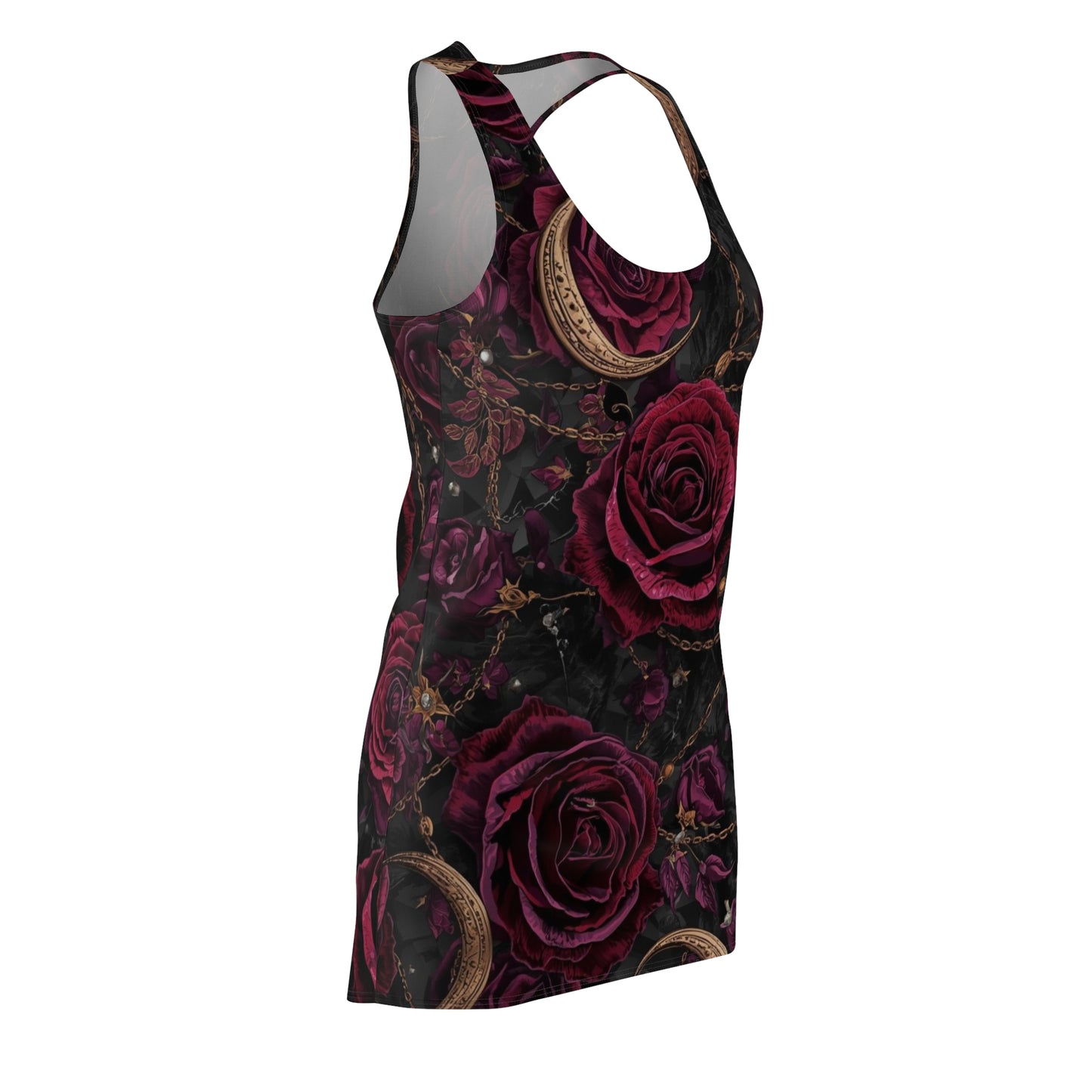 Gothic Rose Racerback Dress — Dark Burgundy Rose All-Over Print