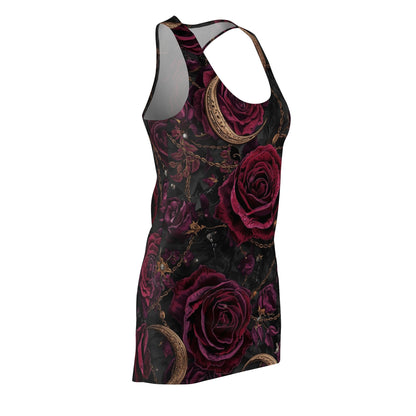 Gothic Rose Racerback Dress — Dark Burgundy Rose All-Over Print