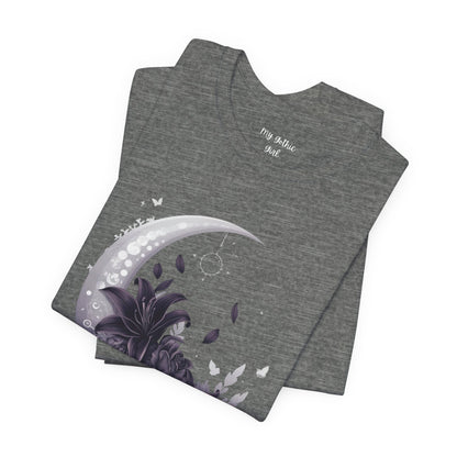 “Moonlit Bouquet & Sacred Soft Goth Symbol” Moonlit Bouquet Unisex Tee - Soft Goth Symbol Floral Design