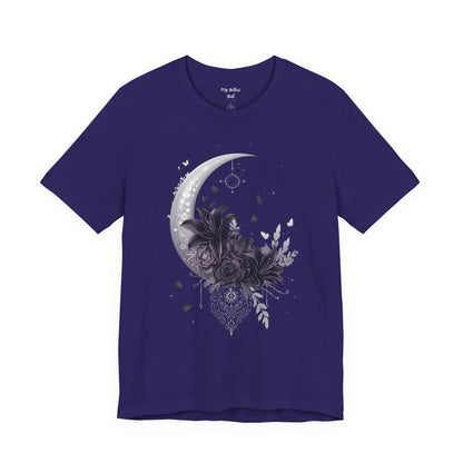 “Moonlit Bouquet & Sacred Soft Goth Symbol” Moonlit Bouquet Unisex Tee - Soft Goth Symbol Floral Design