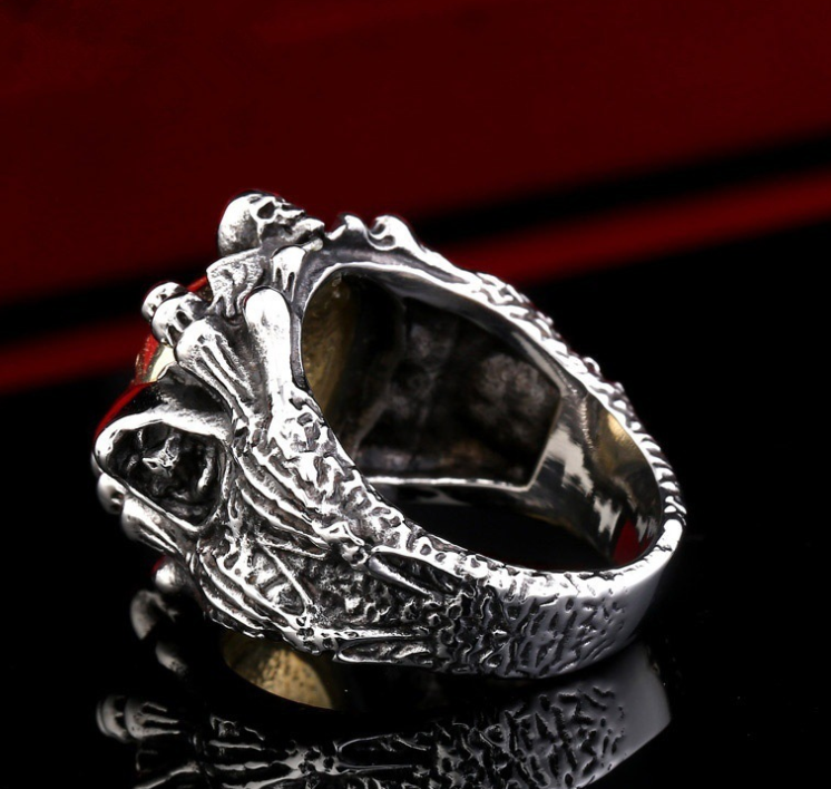Retro Gothic Star and Skull Ring Jewelry Design