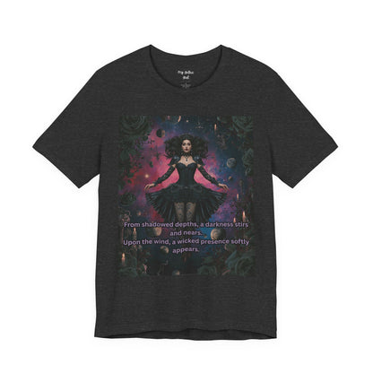 Gothic Sorceress Tee — "From shadowed depths..." Dark Fantasy Graphic T-Shirt