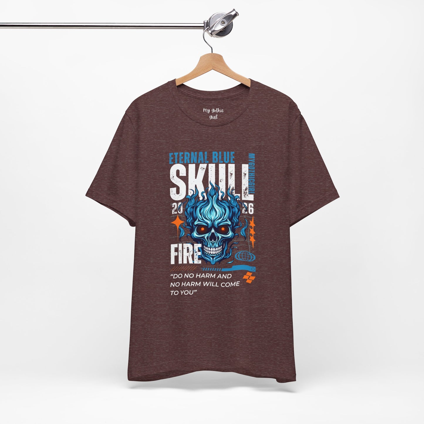 Eternal Blue Skull Flame Gothic Tee