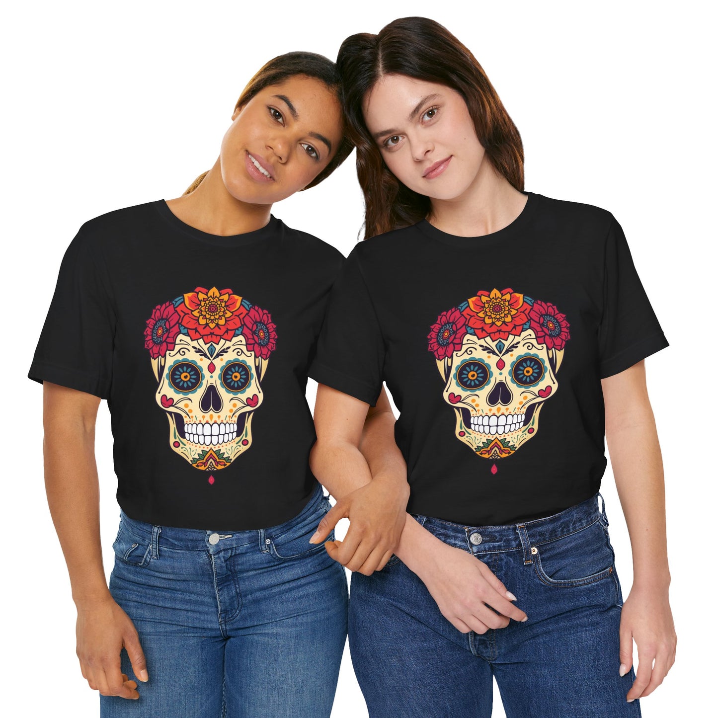 Day of the Dead Sugar Skull T‑Shirt — Floral Calavera Graphic Tee