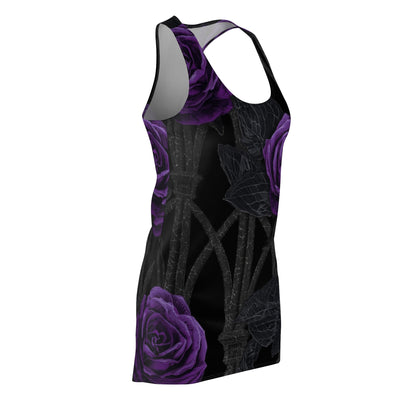 Purple Rose Gothic Racerback Dress — Women's Floral AOP Dress