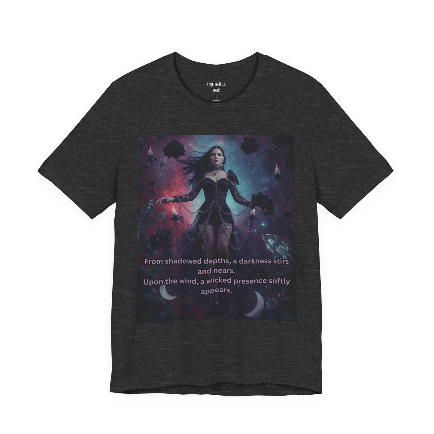 Fantasy Witch T‑Shirt — "From shadowed depths..." Mystical Gothic Tee