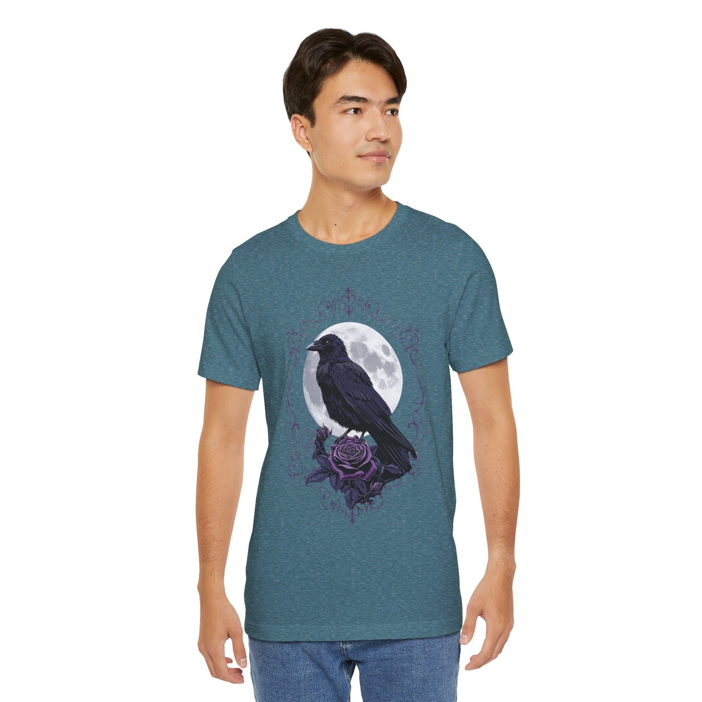 "The Raven and Moon"  Gothic Graphic T-Shirt – Alt Aesthetic Poetic Goth Street-wear