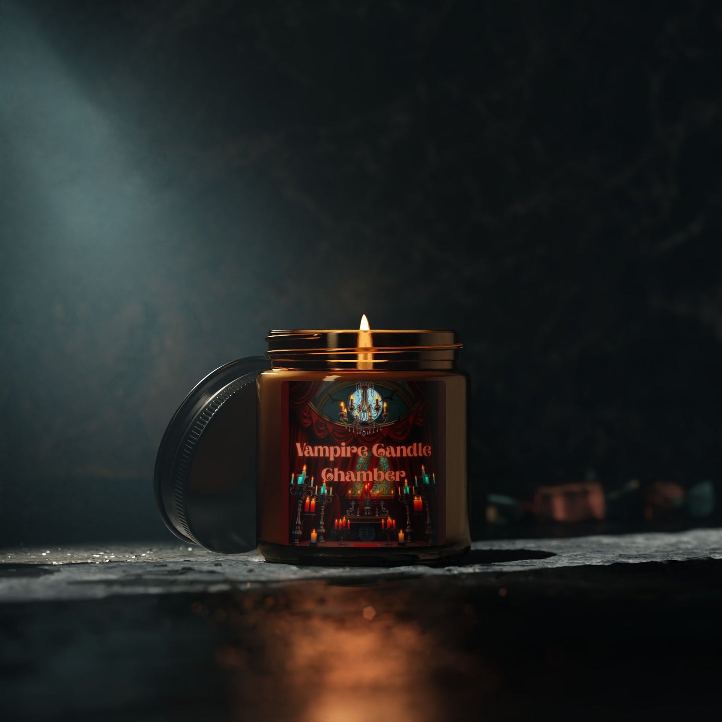 Vampire Candle Chamber — Scented Soy Amber Jar (Gothic, Spiced & Smoky)