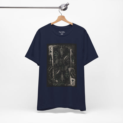 King of Clubs Gothic Playing Card Tee — Dark Skull Poker Graphic T-Shirt