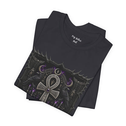 Ankh Gothic Tee — "Life, Eternal Existence and the Will to Fear" Black Graphic T-Shirt