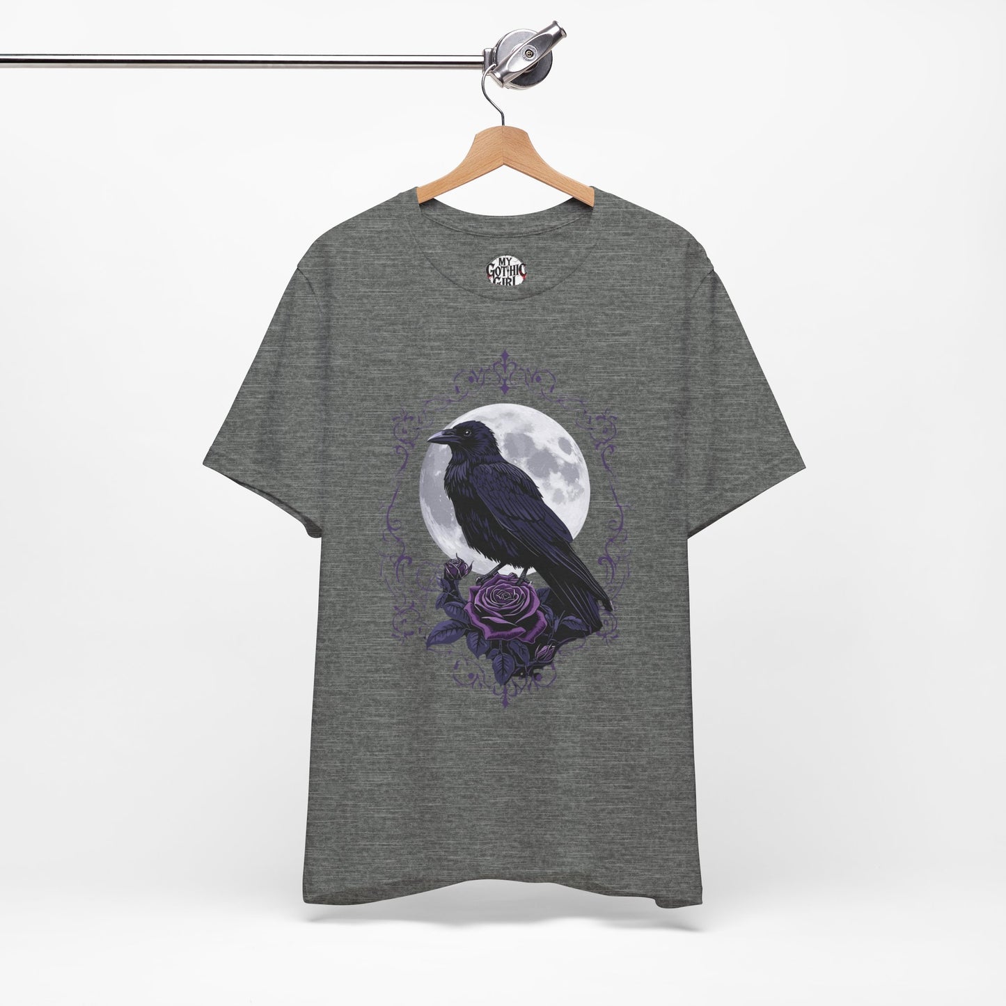 "The Raven and Moon"  Gothic Graphic T-Shirt – Alt Aesthetic Poetic Goth Street-wear