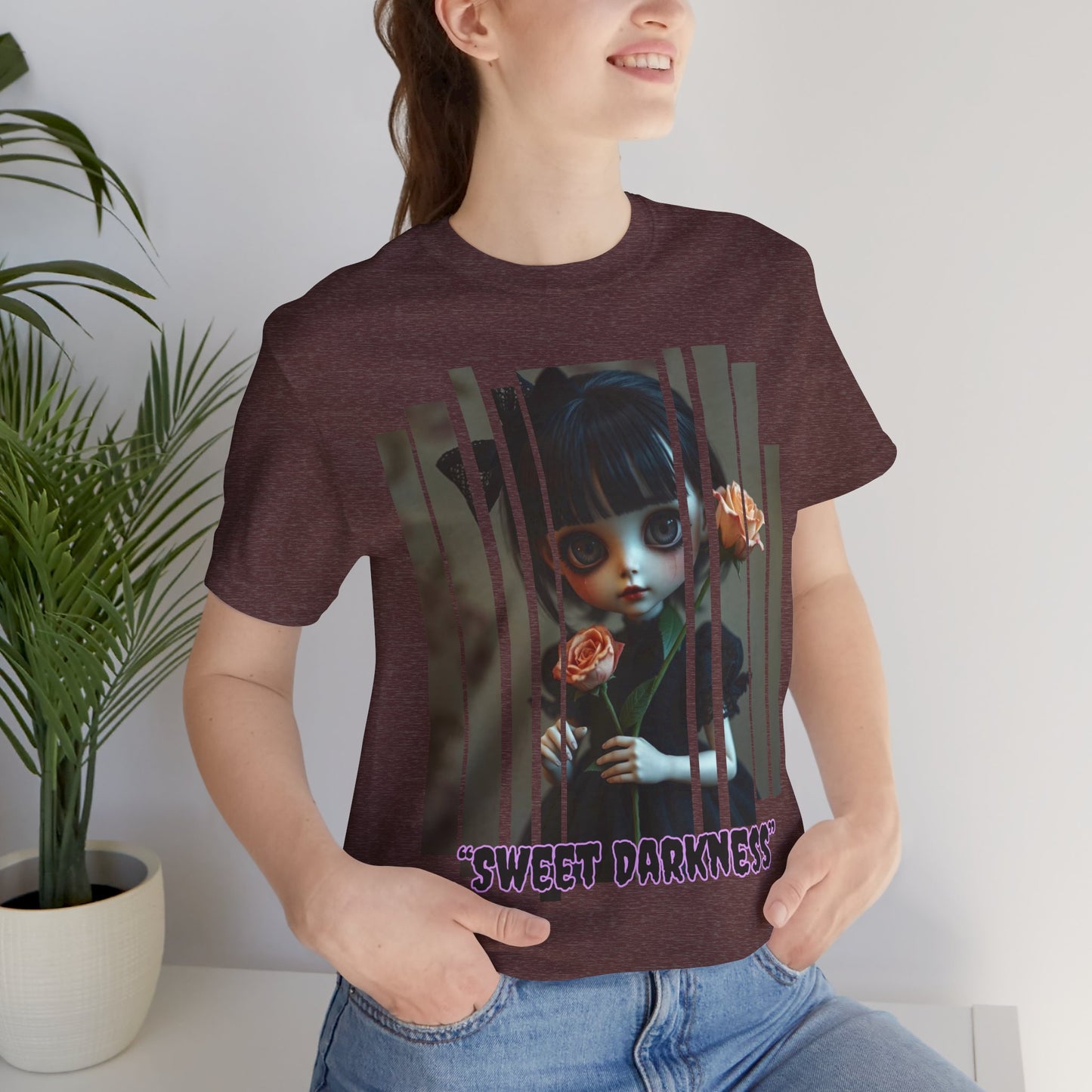 “Sweet Darkness” — Kawaii-style Gothic doll Graphic T-Shirt – Alt Aesthetic Poetic Goth Street-wear