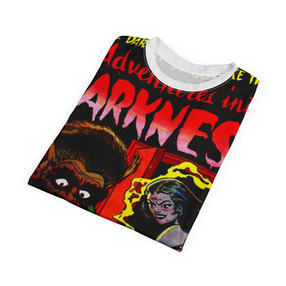 Vintage Horror Comic Tee — "Adventures into Darkness"