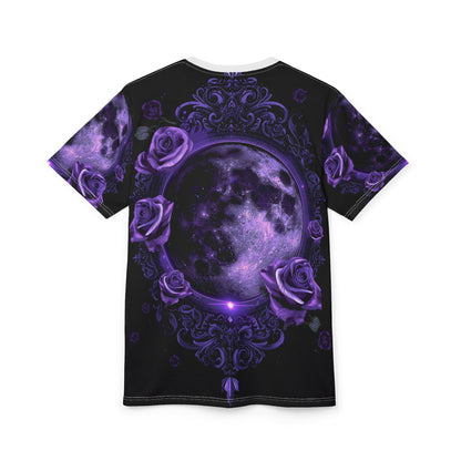 Purple Moon & Roses Tee — Gothic Floral Moonlight All-Over Print Shirt