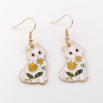 Gothic Black Cat Skull Earrings for Women's Jewelry
