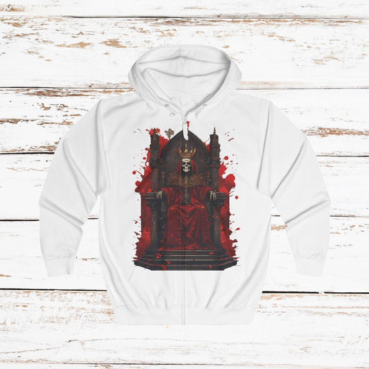 Gothic Skeletal King * Dark Red Throne Hoodie * Gothic Blood-Red Throne Graphic