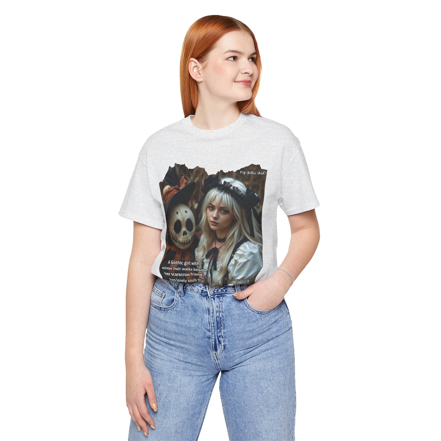 My Gothic Girl T-Shirt "Scarecrow Friend" – Whimsy Goth Streetwear, Dark Poetry Fashion, Alt Aesthetic Apparel